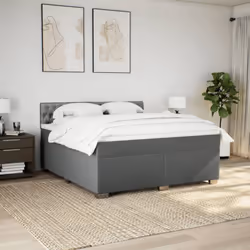 vidaXL Box Spring Bed with Mattress Home Bed Frame Dark Grey 180x200 cm Fabric
