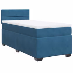 vidaXL Box Spring Bed with Mattress Home Bed Frame Dark Blue 80x200 cm Velvet