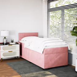 vidaXL Box Spring Bed with Mattress Bed Frame Bedstead Pink 80x200 cm Velvet