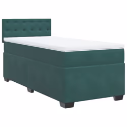 vidaXL Box Spring Bed with Mattress Home Bed Frame Dark Green 90x190 cm Velvet