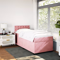 vidaXL Box Spring Bed with Mattress Bed Frame Bedstead Pink 90x190 cm Velvet