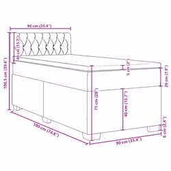 vidaXL Box Spring Bed with Mattress Home Bed Frame Dark Grey 90x190 cm Velvet