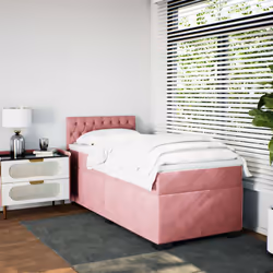 vidaXL Box Spring Bed with Mattress Bed Frame Bedstead Pink 90x190 cm Velvet