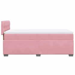 vidaXL Box Spring Bed with Mattress Bed Frame Bedstead Pink 90x190 cm Velvet - Additional view 8