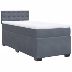 vidaXL Box Spring Bed with Mattress Home Bed Frame Dark Grey 90x200 cm Velvet