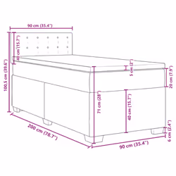 vidaXL Box Spring Bed with Mattress Home Bed Frame Dark Grey 90x200 cm Velvet