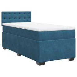 vidaXL Box Spring Bed with Mattress Home Bed Frame Dark Blue 90x200 cm Velvet