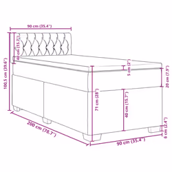 vidaXL Box Spring Bed with Mattress Home Bed Frame Dark Grey 90x200 cm Velvet