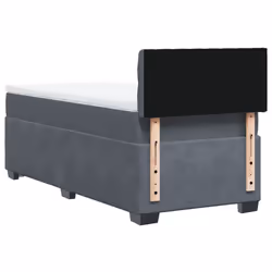 vidaXL Box Spring Bed with Mattress Home Bed Frame Dark Grey 90x200 cm Velvet - Additional view 9