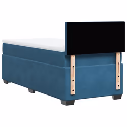vidaXL Box Spring Bed with Mattress Home Bed Frame Dark Blue 90x200 cm Velvet - Additional view 9
