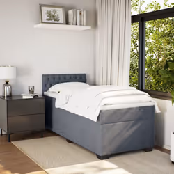 vidaXL Box Spring Bed with Mattress Home Bed Frame Dark Grey 100x200 cm Velvet