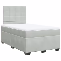 vidaXL Box Spring Bed with Mattress Bed Base Light Grey 120x200 cm Velvet