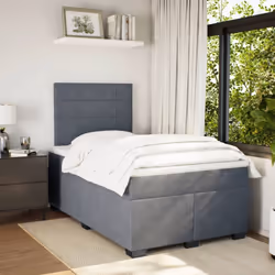 vidaXL Box Spring Bed with Mattress Home Bed Base Dark Grey 120x200 cm Velvet