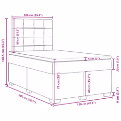 vidaXL Box Spring Bed with Mattress Bedstead Bed Base Black 120x200 cm Velvet