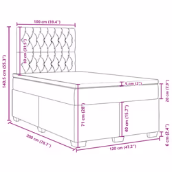 vidaXL Box Spring Bed with Mattress Home Bed Base Dark Grey 120x200 cm Velvet