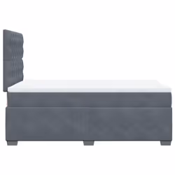 vidaXL Box Spring Bed with Mattress Home Bed Base Dark Grey 120x200 cm Velvet - Additional view 8