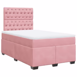 vidaXL Box Spring Bed with Mattress Bedstead Bed Base Pink 120x200 cm Velvet