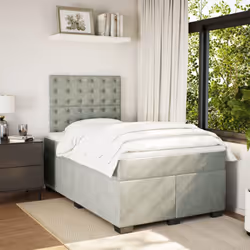 vidaXL Box Spring Bed with Mattress Bed Base Light Grey 120x200 cm Velvet