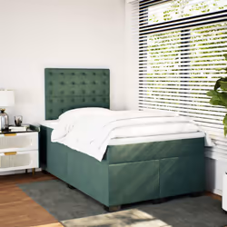 vidaXL Box Spring Bed with Mattress Bed Base Dark Green 120x200 cm Velvet