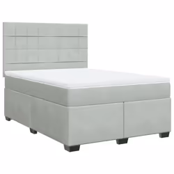 vidaXL Box Spring Bed with Mattress Bed Base Light Grey 140x190 cm Velvet