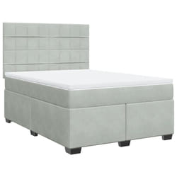 vidaXL Box Spring Bed with Mattress Bed Base Light Grey 140x190 cm Velvet