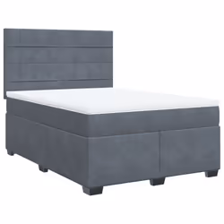 vidaXL Box Spring Bed with Mattress Home Bed Base Dark Grey 140x190 cm Velvet