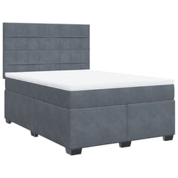 vidaXL Box Spring Bed with Mattress Home Bed Base Dark Grey 140x190 cm Velvet