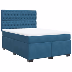 vidaXL Box Spring Bed with Mattress Bedstead Bed Base Blue 140x190 cm Velvet