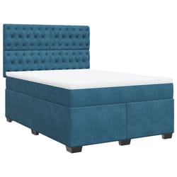 vidaXL Box Spring Bed with Mattress Bedstead Bed Base Blue 140x190 cm Velvet