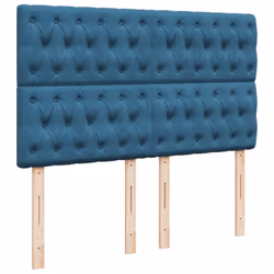 vidaXL Box Spring Bed with Mattress Bedstead Bed Base Blue 140x190 cm Velvet - Additional view 7