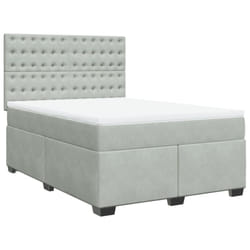 vidaXL Box Spring Bed with Mattress Bed Base Light Grey 140x190 cm Velvet