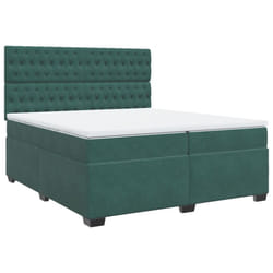 vidaXL Box Spring Bed with Mattress Bed Base Dark Green 200x200 cm Velvet
