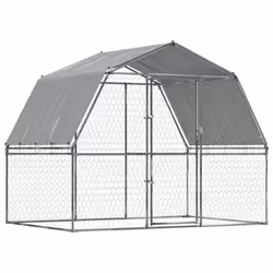 vidaXL Dog Cage with Roof and Door Dog Kennel Playpen Silver Galvanised Steel