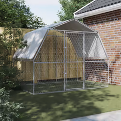 vidaXL Dog Cage with Roof and Door Dog Kennel Playpen Silver Galvanised Steel