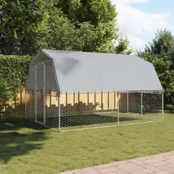 vidaXL Dog Cage with Roof and Door Dog Kennel Playpen Silver Galvanised Steel