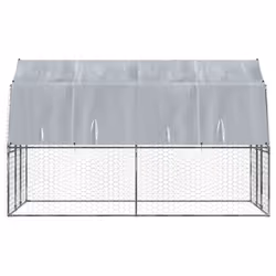 vidaXL Dog Cage with Roof and Door Dog Kennel Playpen Silver Galvanised Steel - Additional view 4