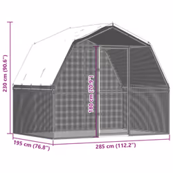 vidaXL Chicken Cage with Roof and Door Hen Run Cage Silver Galvanised Steel