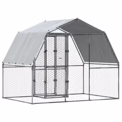vidaXL Chicken Cage with Roof and Door Hen Run Cage Silver Galvanised Steel - Additional view 5