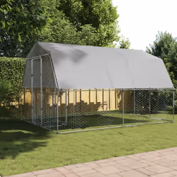 vidaXL Chicken Cage with Roof and Door Hen Run Cage Silver Galvanised Steel - Additional view 2