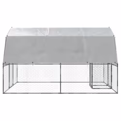 vidaXL Chicken Cage with Roof and Door Hen Run Cage Silver Galvanised Steel - Additional view 4