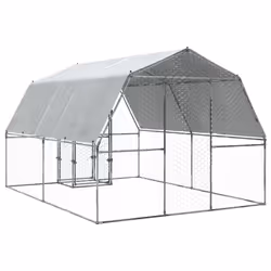 vidaXL Chicken Cage with Roof and Door Hen Run Cage Silver Galvanised Steel - Additional view 5