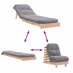 vidaXL Futon Sofa Bed with Mattress Bedroom Floor Bed Couch Solid Wood Pine - Additional view 7