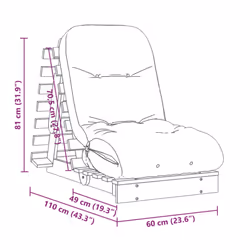 vidaXL Futon Sofa Bed with Mattress Floor Bed Couch Impregnated Wood Pine - Additional view 10