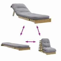 vidaXL Futon Sofa Bed with Mattress Floor Bed Couch Impregnated Wood Pine - Additional view 7