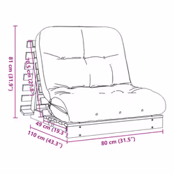 vidaXL Futon Sofa Bed with Mattress Floor Bed Couch White Solid Wood Pine - Additional view 10