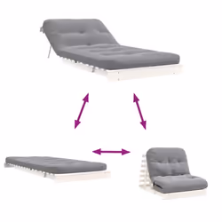 vidaXL Futon Sofa Bed with Mattress Floor Bed Couch White Solid Wood Pine - Additional view 7