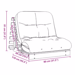 vidaXL Futon Sofa Bed with Mattress Floor Bed Couch Wax Brown Solid Wood Pine - Additional view 10