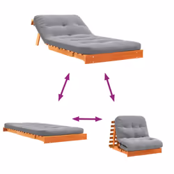 vidaXL Futon Sofa Bed with Mattress Floor Bed Couch Wax Brown Solid Wood Pine - Additional view 7