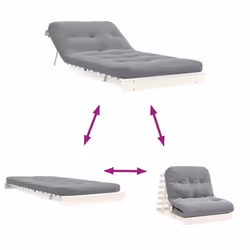 vidaXL Futon Sofa Bed with Mattress Floor Bed Couch White Solid Wood Pine - Additional view 7
