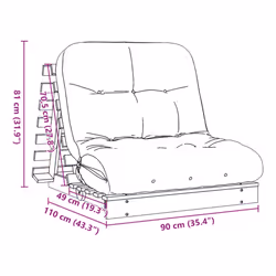 vidaXL Futon Sofa Bed with Mattress Bedroom Floor Bed Couch Solid Wood Douglas